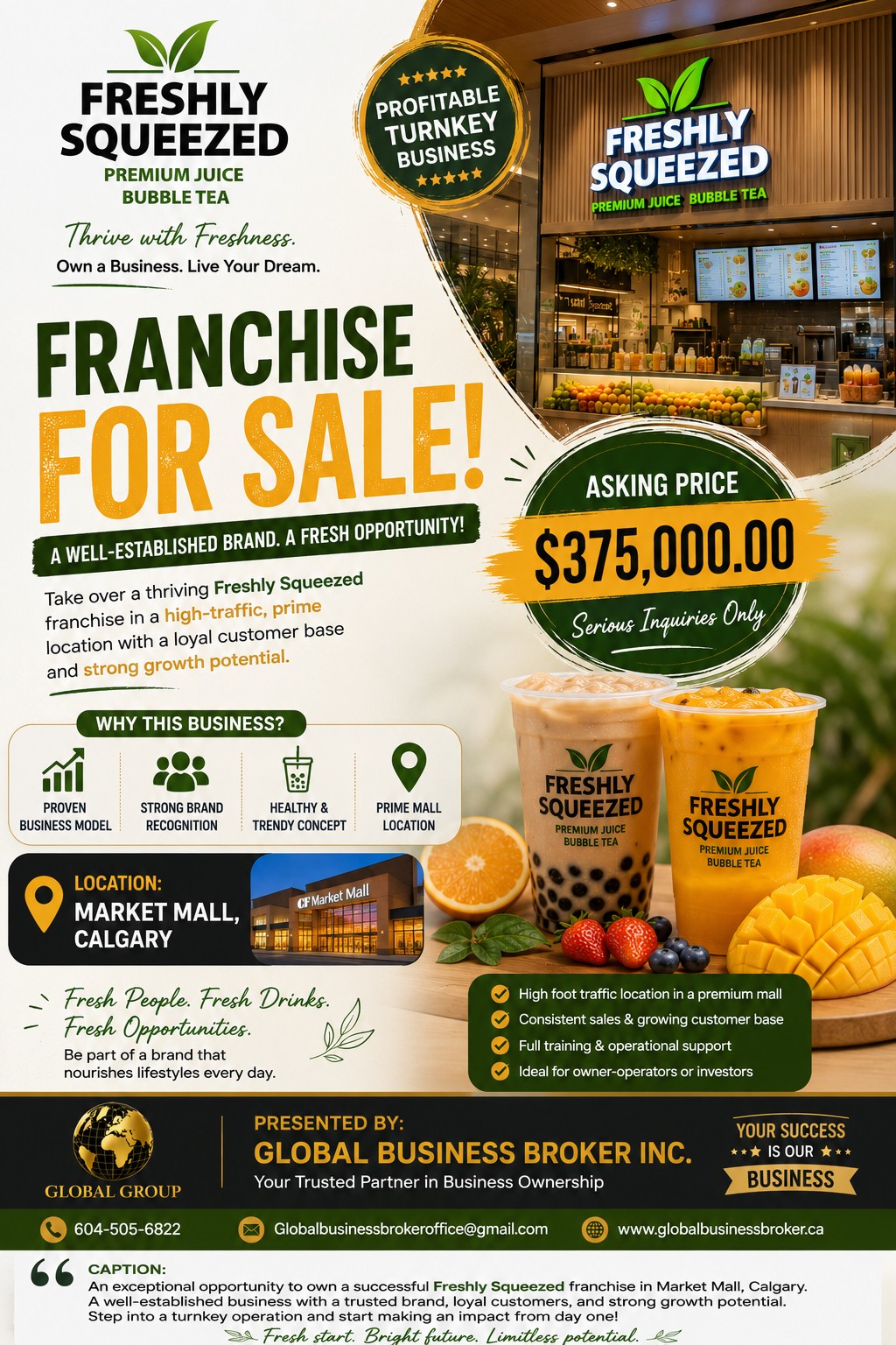 Freshly Squeezed Franchise for sale in Calgary, Alberta